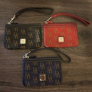Dooney & Bourke Navy, Red & Black 1975 Vintage Wristlets Set
